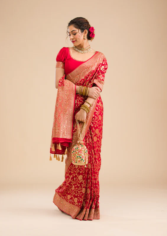 Red Zariwork Banarasi Silk Saree
